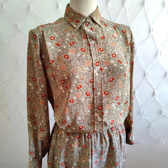 Vintage Skirt Set • Tan Floral • by Evan Picone / Size 6 Petite - Picture 6 of 11